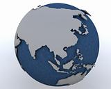 Globe showing east asia region
