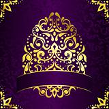 Elegant square easter frame in purple and gold