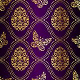 Seamless Easter background in purple and gold