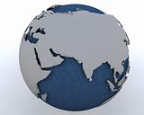 Globe showing middle east region