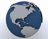 Globe showing north america region