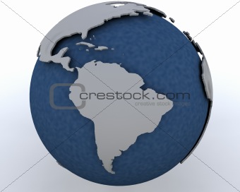 Globe showing south america region