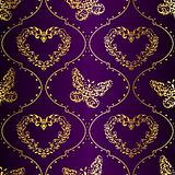 Seamless springtime background in gold and purple