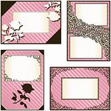 Collection of four elegant pink labels