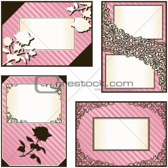 Collection of four elegant pink labels