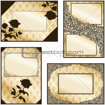 Collection of four elegant sepia labels