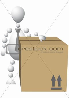 Man with brown cardboard box
