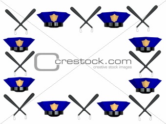 Police hat and club photo frame