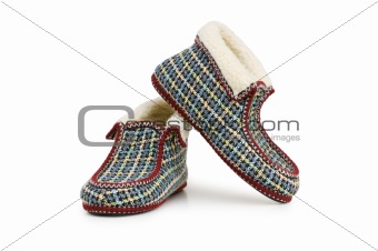 Warm slippers isolated on the white background