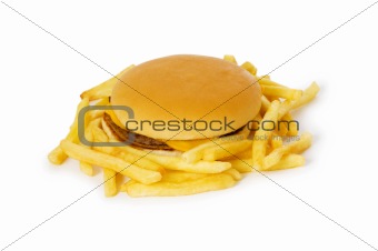 Cheeseburger isolated on the white background