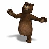cute and funny cartoon bear thinks he is scary