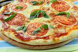 Margaritta pizza with tomatoes and basil cheese