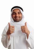 Arab man thumbs up success