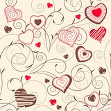 Seamless pattern with red contour shapes