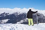 Snowboarder in Dolomites