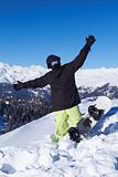 Snowboarder in Dolomites