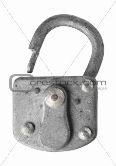 Old padlock isolated on white background. 