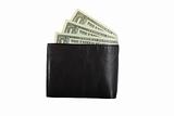 black leather wallet with bills inside
