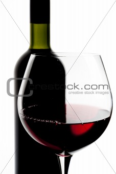  Glass and Bottle of red wine.
