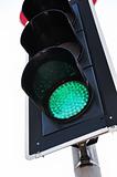 Traffic light showing green, low angle view