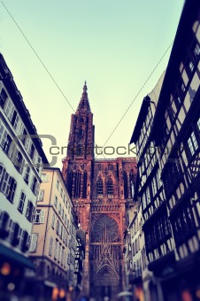 Strasbourg cathedral - vintage image
