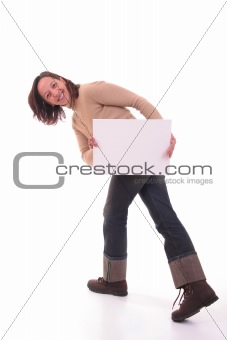 Woman with card
