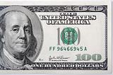 Half of a One Hundred Dollar Bill Close-up.
