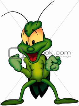 Happy smiling green bug
