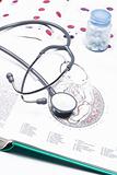 Stethoscope on a medical book