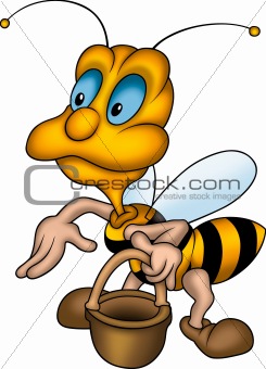 Friendly wasp with basket
