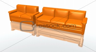 orange sofas