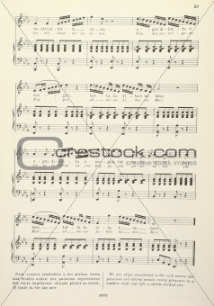 Old musical score - with lyrics