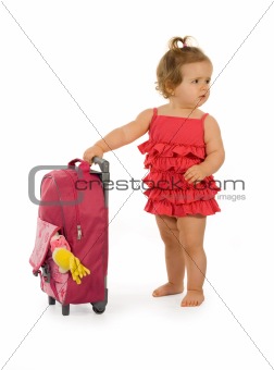 Red traveler baby girl