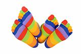 Man and woman feets in funny socks