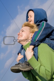 Mother and son having fun