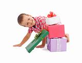 Happy boy with presents