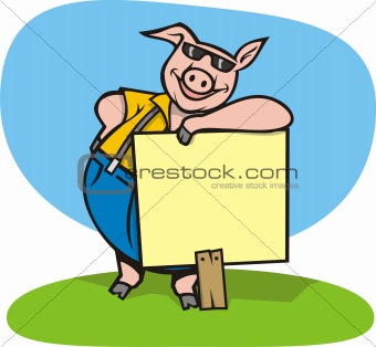 Pig with sign