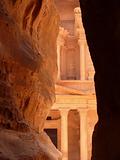 Treasury, Al-Khazneh, view from Siq, Petra, Jordan