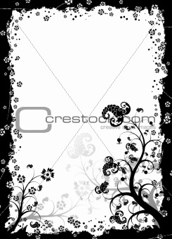 Grunge floral frame, vector