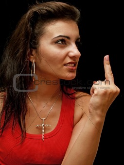 woman giving the finger