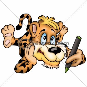 Tiger with crayon