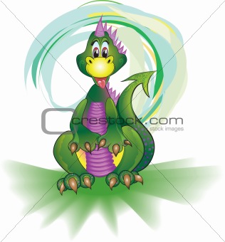 Dinosaur on green abstract background