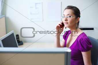 Woman at office in casual clothes