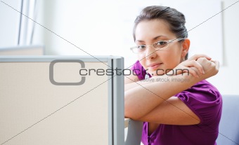 Woman at office in casual clothes