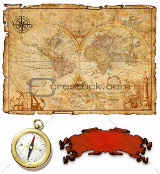 Old map with compass