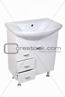 Porcelain washstand with a base isolated on white.