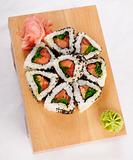 Sushi rolls with tuna and green onion