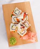 Sushi rolls wish shrimp and caviar