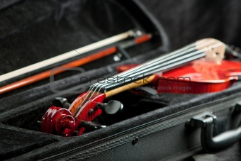 Violin and bow in black case