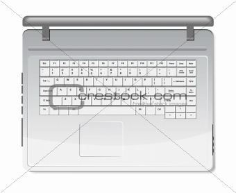 White laptop isolated on white background